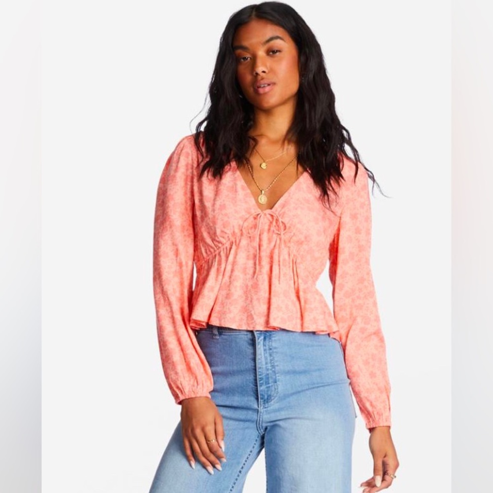 BILLABONG Time Goes By Long Sleeve Crop Top - Life's a Peach